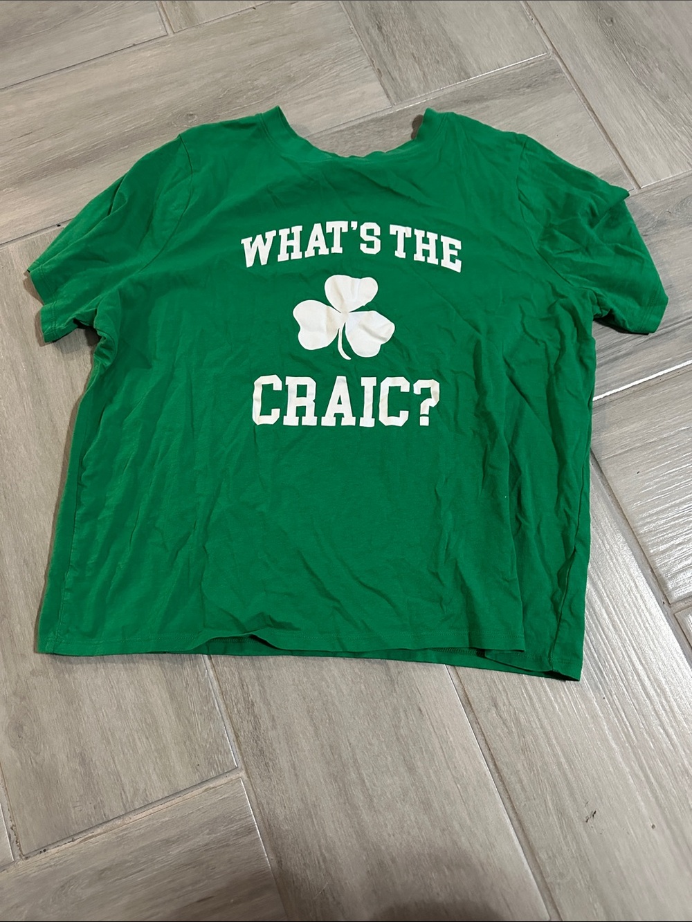 Green 'What's the Craic?' Shamrock Graphic Tee